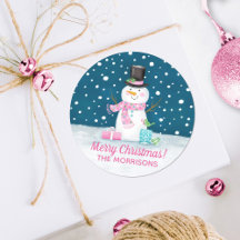 Pink Pink Snowman Personalizado