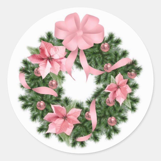 Adesivo Pink Poinsetta Wreath (Frente)
