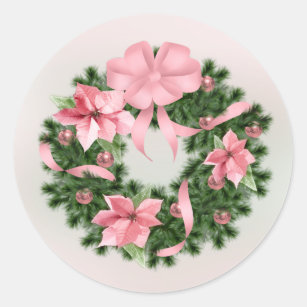 Adesivo Pink Poinsettia Wreath Classker #2