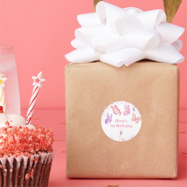 Adesivo Pink Purple Butterfly Birthday  (Festa)
