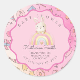 Adesivo pink rabbit cute baby shower