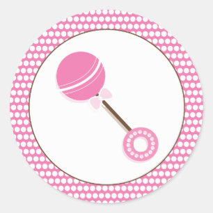 Adesivo Pink Rattle   Chá de fraldas Favor Sticker