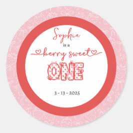 Adesivo Pink Red Berry Sweet One Girl 1st Birthday
