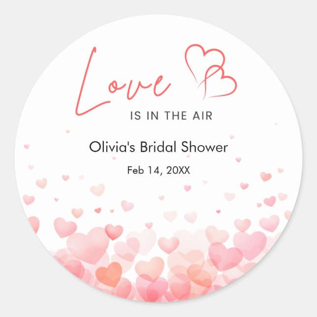 Adesivo Pink & Red Love is in the Air Bridal Shower  (Frente)