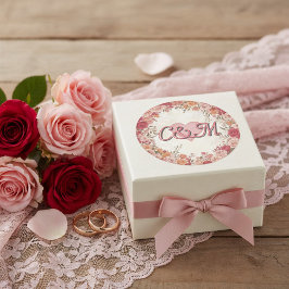 Adesivo Pink & Red Romantic Spring Floral Monogram Wedding