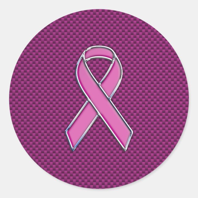 Adesivo Pink Ribbon Awareness Fuchsia Carbon Fiber (Frente)