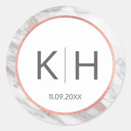 Adesivo PINK ROSE Gold FOIL Marble Weding Monogramas