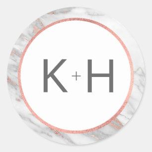 Adesivo PINK ROSE Gold FOIL Marble Weding Monogramas