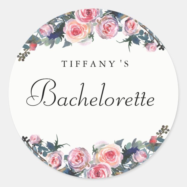 Adesivo Pink Rose Peony Floral Bachelorette Sticker (Frente)