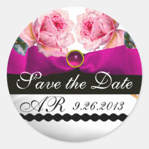 Adesivo PINK ROSES E FUCHSIA RIBBON MONOGRAM Gemstone