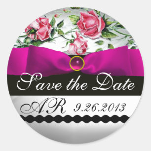 Adesivo PINK ROSES E FUCHSIA RIBBON MONOGRAM Gemstone