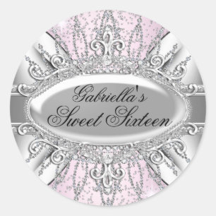 Adesivo Pink & Silver Sparkle Diamond Sweet 16