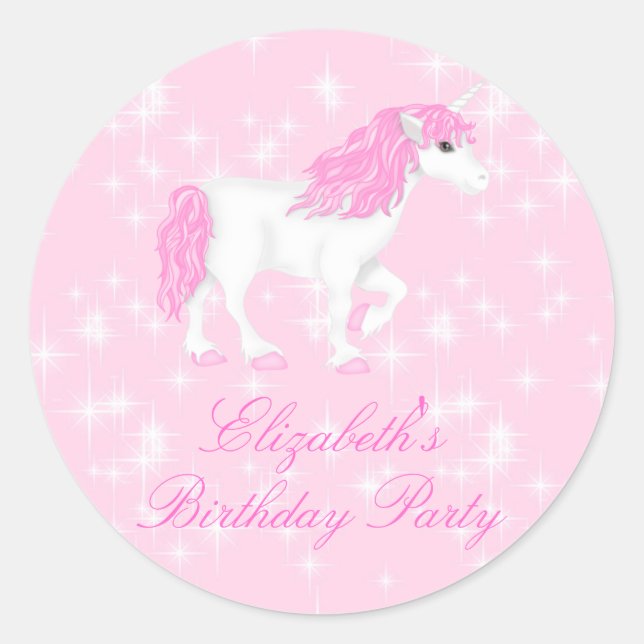Adesivo Pink Sparkle Unicorn Birthday Sticker (Frente)