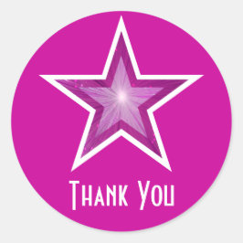 Adesivo Pink Star "Obrigado", colante redondo rosa