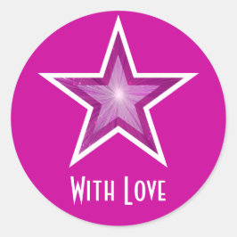 Adesivo Pink Star 'With Love', colante redondo rosa