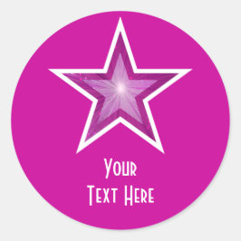Adesivo Pink Star 'Your Text' (Seu Texto), colante redondo