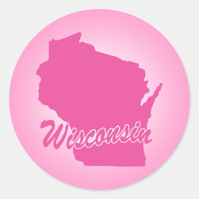 Adesivo Pink State Wisconsin Classic Round Sticker (Frente)