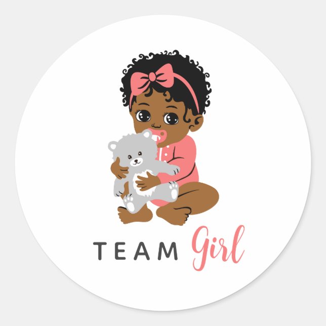 Adesivo Pink Team Girl Sticker with Black Baby and Bear (Frente)