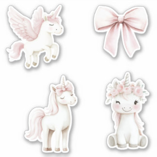 Adesivo Pink Unicorns Flowers Bow