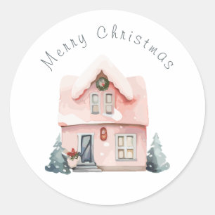 Adesivo Pink Watercolor House Natal