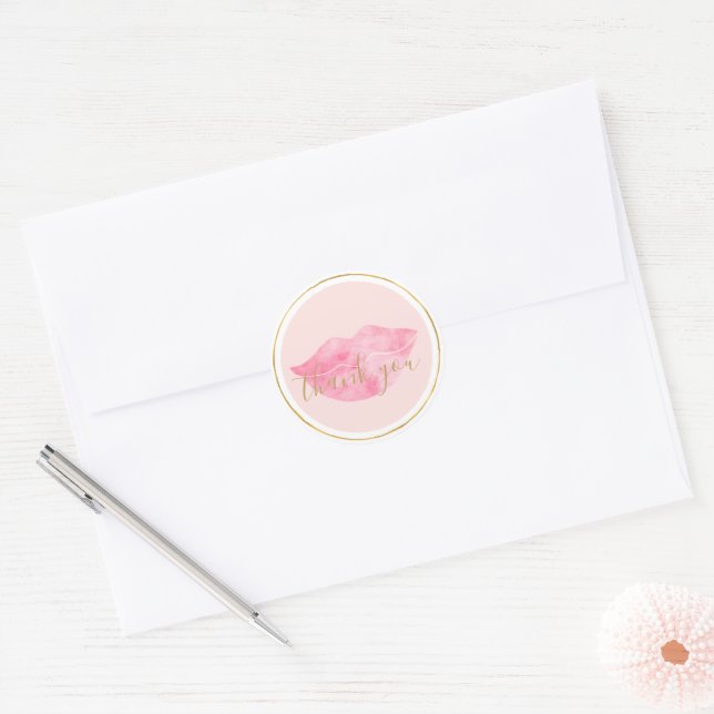 Adesivo Pink Watercolor Lips Thank you (Envelope)