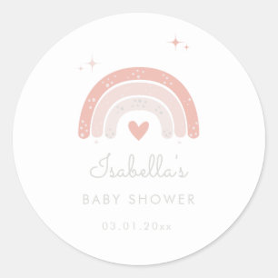 Adesivo Pink Watercolor Rainbow Girl Favor do Chá de frald