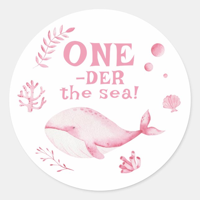Adesivo Pink Whale Oneder The Sea 1st Birthday  (Frente)