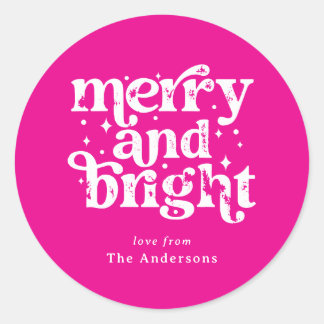 Adesivo Pink & White Christmas Merry & Bright Personalized