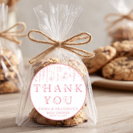 Adesivo Pink Wildflower Baby Shower Thank You Stickers