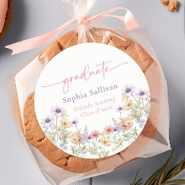 Adesivo Pink Wildflower Bloom Graduation Party