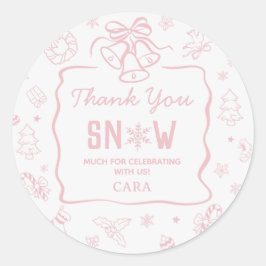 Adesivo Pink Winter Onederland Birthday Party