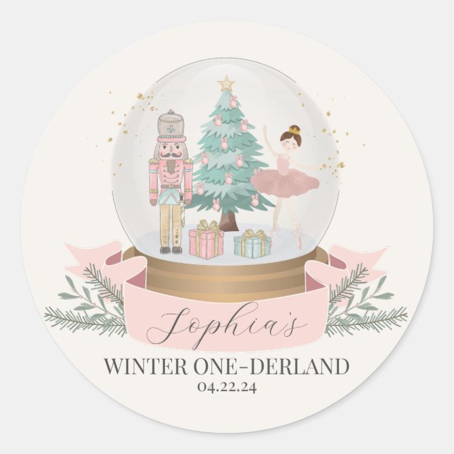 Adesivo pink Winter onederland first aniversland (Frente)