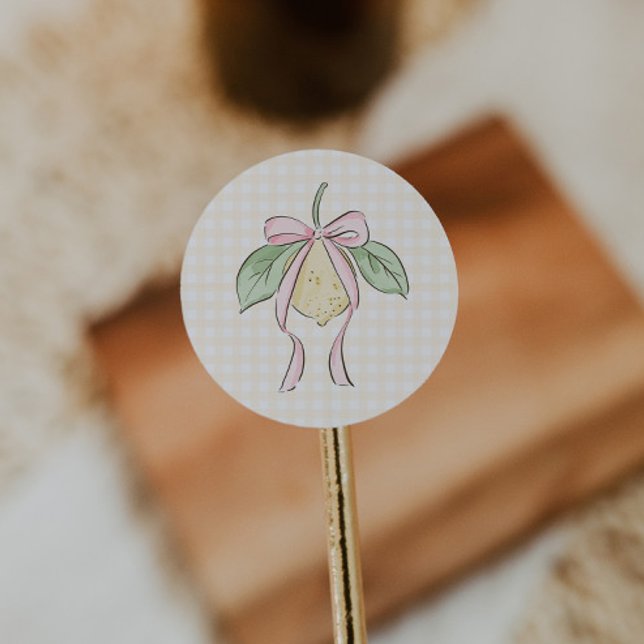 Adesivo Pink & Yellow Lemon Bow Baby Shower (Criador carregado)