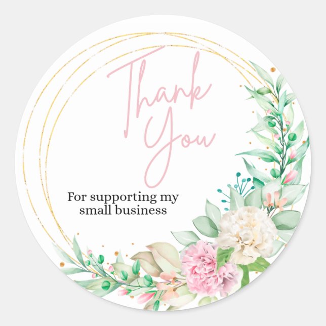 Adesivo PinkGold Small Business Thank You Round Sticker (Frente)