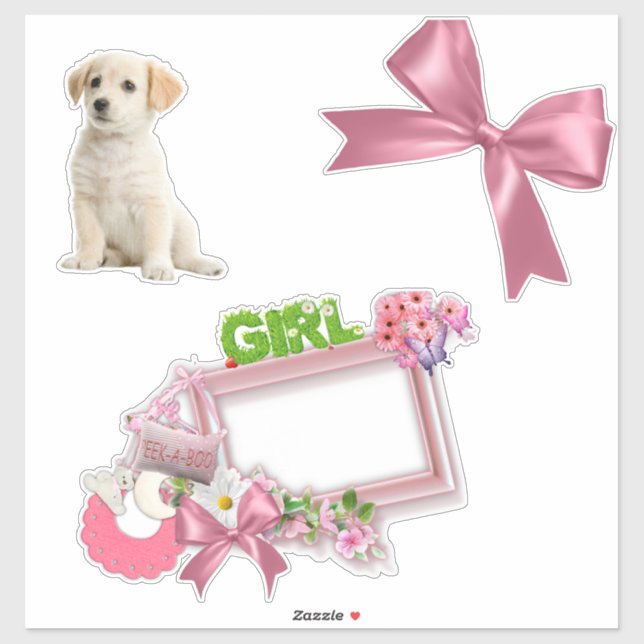 Adesivo Pinkie-Rosa New Baby Girl (Folha)