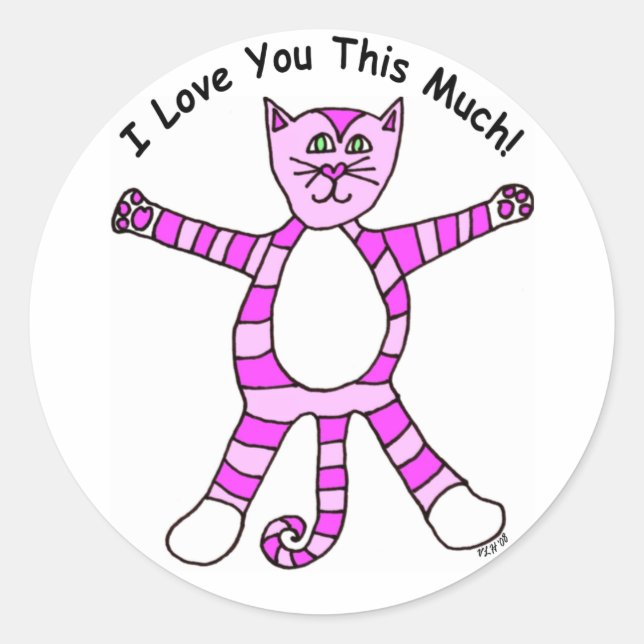 Adesivo Pinky Cat "Eu Te Amo Tanto" Sticker (Frente)