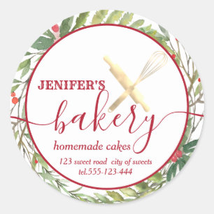 Adesivo Pino de rolagem botânico de férias e padaria de 