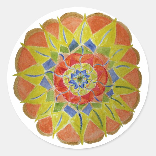 Adesivo Pinta amarela Aquarelle Mandala (Frente)