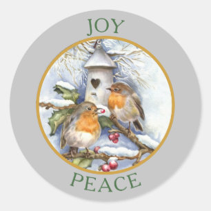 Adesivo Pintassilgo de Inverno Vintage Alegria Paz Natal