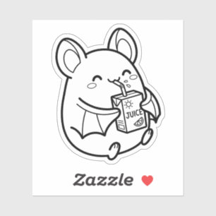 Adesivo Pinte Você Mesmo a Caixa de Suco de Morcego Kawaii