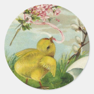 Adesivo Pintinho da páscoa do vintage com flores