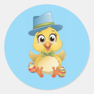 Adesivo Pintinho de Páscoa cômoda com ovos coloridos