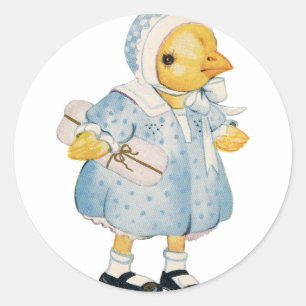 Adesivo Pintinho do vintage em um vestido