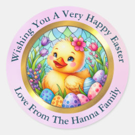 Adesivo Pintinhos, flores e ovos coloridos de Páscoa