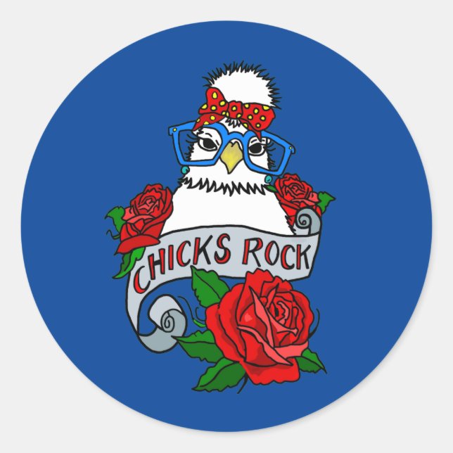 Adesivo Pintinhos Rock Silkie Chicken Sticker (Frente)