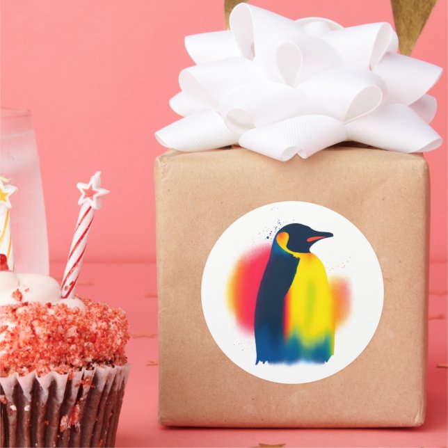 Adesivo Pintor de pulverização colorida Pintor Pinguin (Festa)