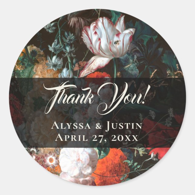 Adesivo Pintor Holandês Floral Escuro Obrigado Envelope Se (Frente)