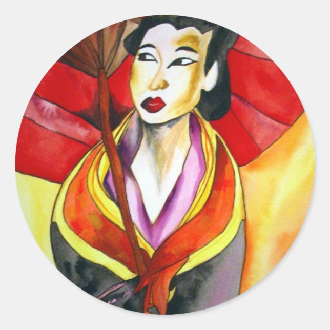 Adesivo Pintura a aquarela original em Geisha (Frente)