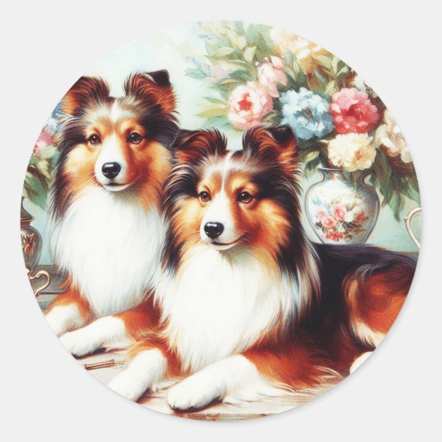 Adesivo Pintura A Óleo De Cachorros Retro (Frente)