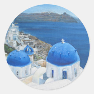 Adesivo Pintura a óleo de Santorini Oia